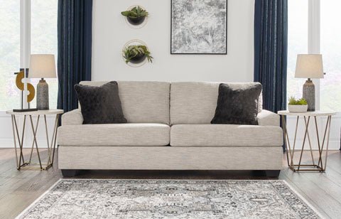 Mid-Century Modern Platform Sofa in Pebble - HER Home Design Boutique